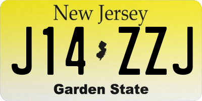 NJ license plate J14ZZJ