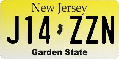 NJ license plate J14ZZN