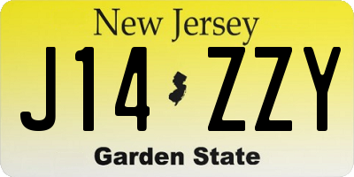 NJ license plate J14ZZY