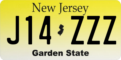 NJ license plate J14ZZZ