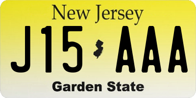 NJ license plate J15AAA