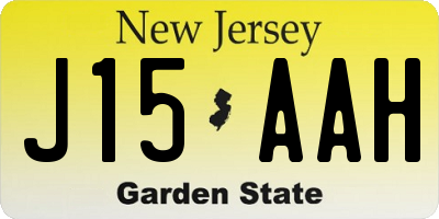 NJ license plate J15AAH