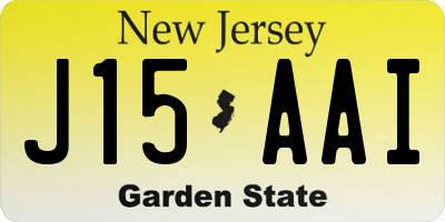 NJ license plate J15AAI