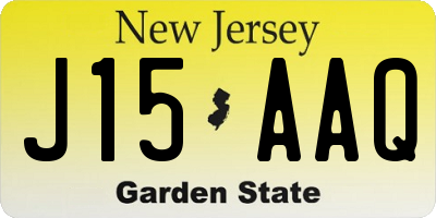 NJ license plate J15AAQ