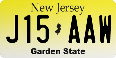 NJ license plate J15AAW
