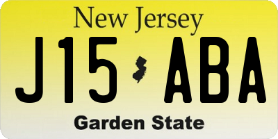 NJ license plate J15ABA