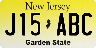NJ license plate J15ABC