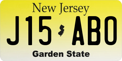NJ license plate J15ABO