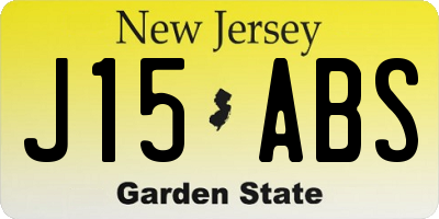 NJ license plate J15ABS