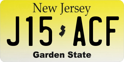 NJ license plate J15ACF