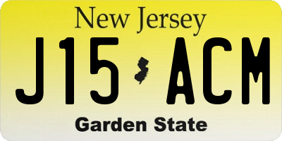 NJ license plate J15ACM