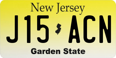 NJ license plate J15ACN