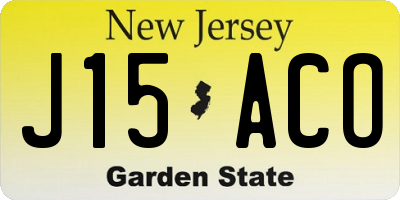 NJ license plate J15ACO