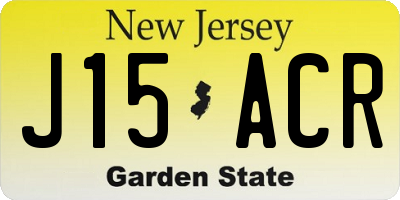 NJ license plate J15ACR