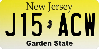 NJ license plate J15ACW