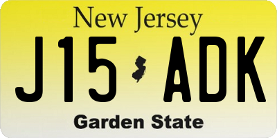 NJ license plate J15ADK