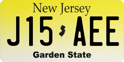 NJ license plate J15AEE