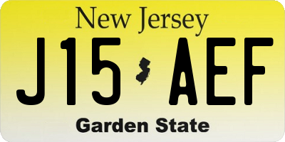NJ license plate J15AEF