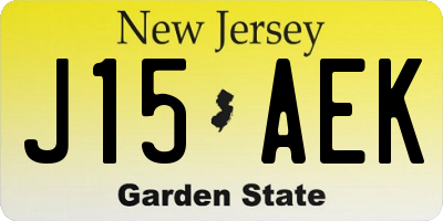 NJ license plate J15AEK