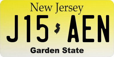 NJ license plate J15AEN