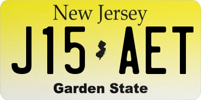 NJ license plate J15AET
