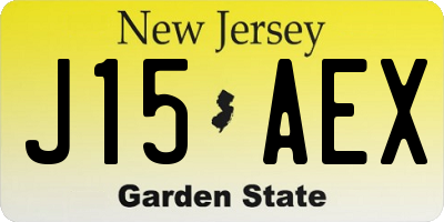 NJ license plate J15AEX