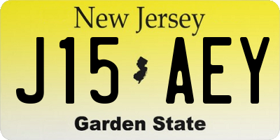NJ license plate J15AEY