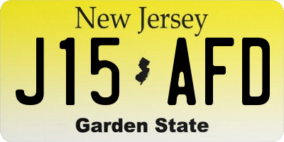 NJ license plate J15AFD