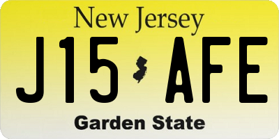 NJ license plate J15AFE