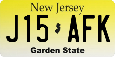 NJ license plate J15AFK