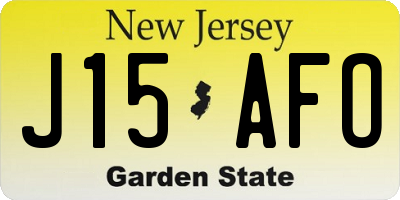 NJ license plate J15AFO