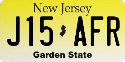 NJ license plate J15AFR
