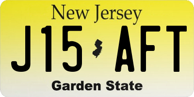 NJ license plate J15AFT
