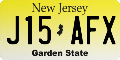 NJ license plate J15AFX