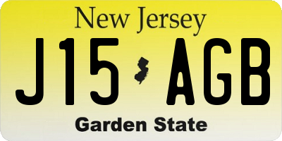 NJ license plate J15AGB