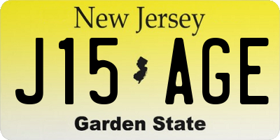 NJ license plate J15AGE