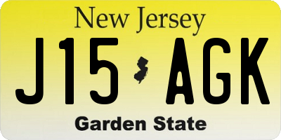 NJ license plate J15AGK
