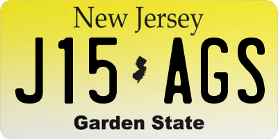 NJ license plate J15AGS