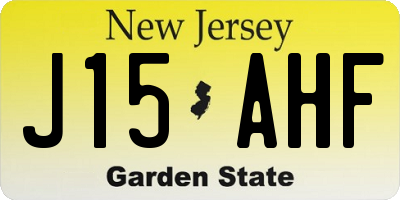 NJ license plate J15AHF