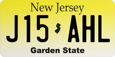 NJ license plate J15AHL