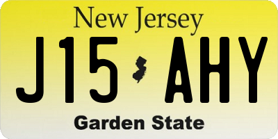 NJ license plate J15AHY