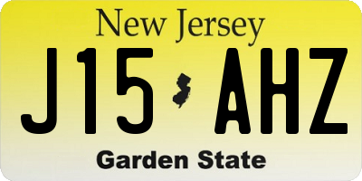 NJ license plate J15AHZ