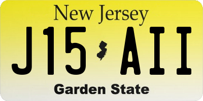 NJ license plate J15AII