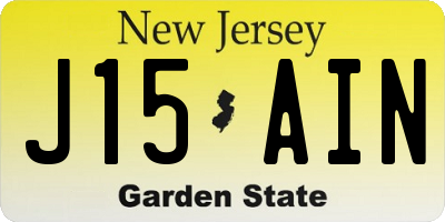 NJ license plate J15AIN