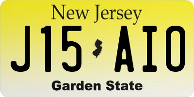 NJ license plate J15AIO