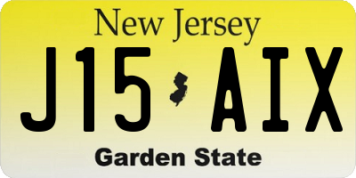 NJ license plate J15AIX