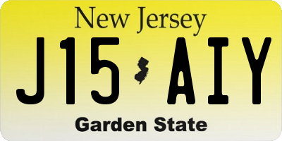 NJ license plate J15AIY