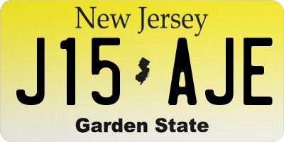 NJ license plate J15AJE