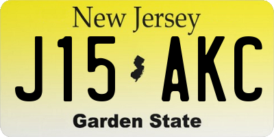 NJ license plate J15AKC