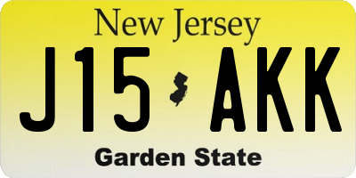 NJ license plate J15AKK